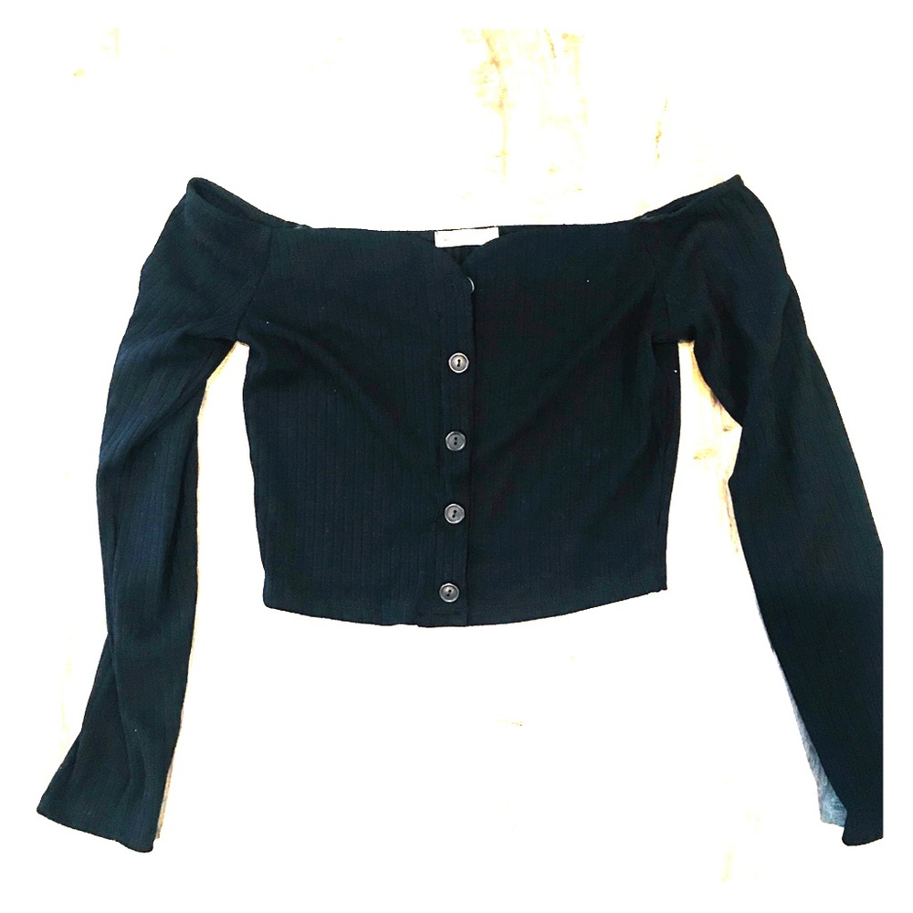 Black Off Shoulder Crop Top
